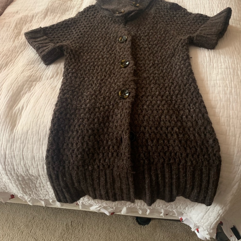 Brown knit sweater knee length